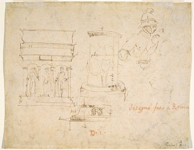 Mimari Detaylar ve Bir Asker [verso] by Raphael