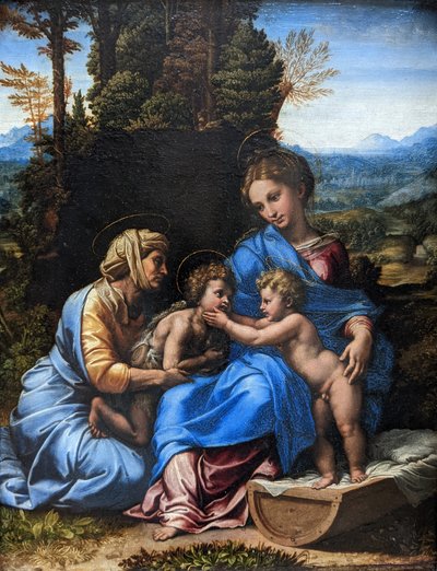Fransızca:  La Petite Sainte Famille Aziz Elizabeth ve bebek Aziz John ile Kutsal Aile by Raphael