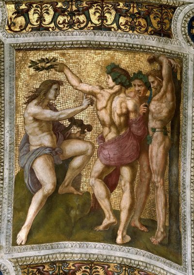 Marsyas ve Apollon. Stanza della Segnatura