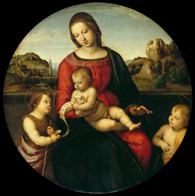 Çocuklu Meryem, Vaftizci Yahya ve Kutsal Çocuk Madonna Terranuova, c. 1505 by Raffaello Sanzio Raphael