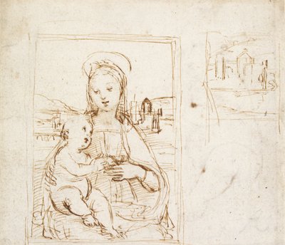 Bakire ve Çocuğun Resmi Çalışması, c1500-1504 by Raphael