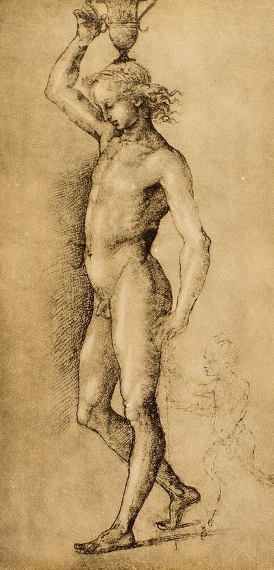 Idolino olarak bilinen Bacchus, Raphael tarafından çizildi. Çizimler ve Baskılar Dolabı, Uffizi Galerisi, Floransa by Raffaello Sanzio Raphael