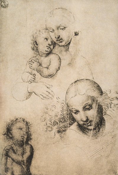 Raffaello Sanzio tarafından çizilen Madonna ve Çocuk için Çalışma. Çizimler ve Baskılar Dolabı, Uffizi Galerisi, Floransa by Raffaello Sanzio Raphael