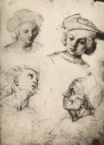 Dört erkek yüzünün incelenmesi; Raphael