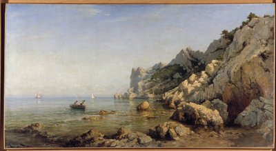 Marsilya yakınlarındaki Sormiou Calanques sahili (tuval üzerine yağlı boya). by Raphael Luc Ponson