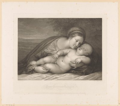 Mary manzara içinde uyuyan çocukla Parce Somnum Rumpere (nesne üzerindeki başlık) by Raphael Morghen
