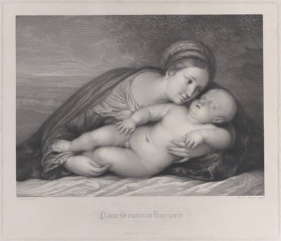 Uyuyan İsa çocuğunu kucaklayan Madonna, 1797. by Raphael Morghen