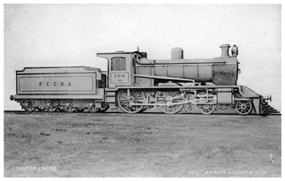 4-4-0 ihale motoru, 20. yüzyılın başlarında Kerr, Stuart ve Co tarafından inşa edilen buharlı lokomotif. by Raphael Tuck