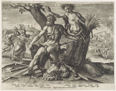 Cholerisch mizaç (nesne üzerindeki başlık) Vier mizaç (dizi başlığı) by Raphaël Sadeler (I)