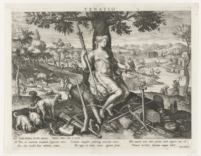 Avın hamisi olarak Diana Venatio (nesne üzerindeki başlık) Bir Prensin Başlıca Faaliyetleri (dizi başlığı) Şema, seu speculum principum (dizi başlığı) by Raphaël Sadeler (I)