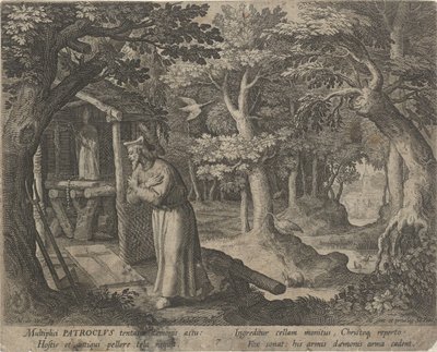 Bir keşiş olarak Néris Aziz Patroclus Münzevilerin Erdemli Yaşamı (dizi adı) Trophaeum vitae solitariae (seri başlığı) by Raphaël Sadeler (I)