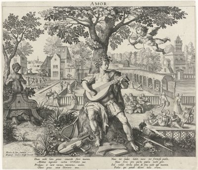 Aşkın etkisi altındaki gençlik Amor (nesnedeki başlık) Dört Çağ (dizi adı) by Raphaël Sadeler (I)