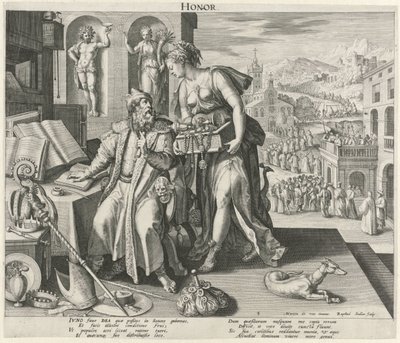 Orta yaş namusun etkisinde Onur (nesne üzerindeki başlık) Dört Çağ (dizi adı) by Raphaël Sadeler (I)