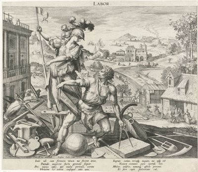 Çalışmadan etkilenen olgunluk İşçilik (nesne üzerindeki başlık) Dört Çağ (dizi adı) by Raphaël Sadeler (I)