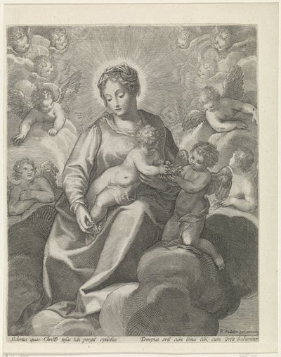 Bulutlarda İsa Çocuk ile Meryem by Raphaël Sadeler (II)