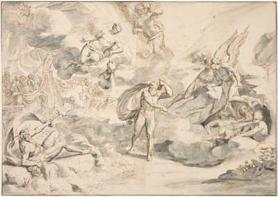 Aeolus'un Fırtına Yaratmak için Junos Komutanlığına Uyması, c.1683-84 (kağıt üzerinde yıkama ile kalem ve mürekkep) by Raymond Lafage