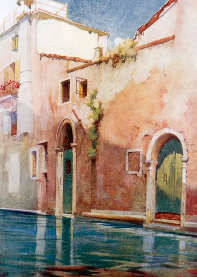 A Side Canal (renkli taş baskı) by Reginald Barratt