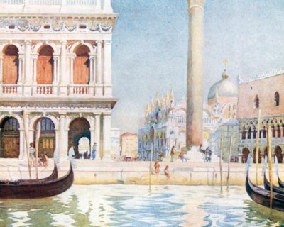 Kütüphane, Piazzetta (renkli taş baskı) by Reginald Barratt