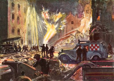 Savaş zamanı İngiliz Ulusal İtfaiye Teşkilatının itfaiyecileri, Blitz, II. by Reginald Mills