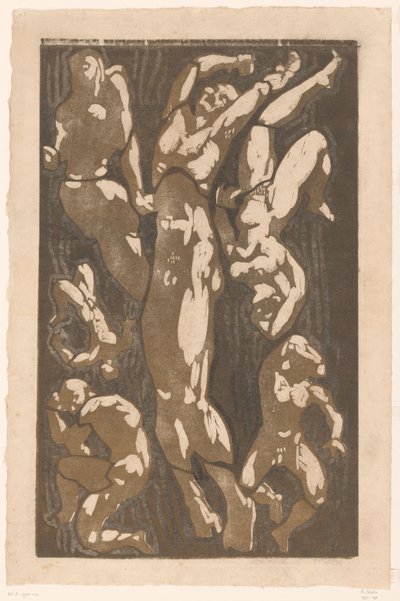 Altı insan figürlü kompozisyon by Reijer Stolk (signed by artist)