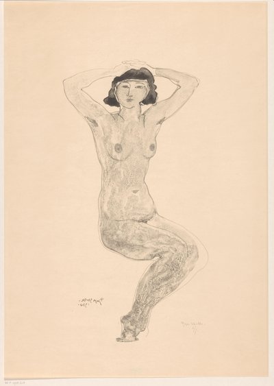Elleri başında oturan çıplak kadın by Reijer Stolk (signed by artist)