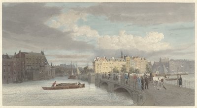 Amsterdam'daki Amstel yakınlarındaki Halvemaansbrug'un görünümü by Reinier Craeyvanger