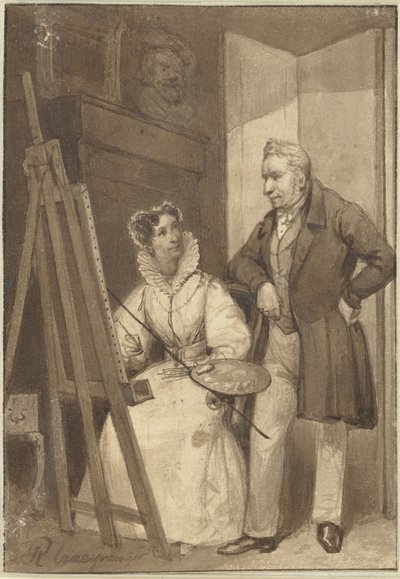 Orange-Nassau Prensesi Prusya Wilhelmina Frederica Sophia'nın kocası Kral I. William ile birlikte portresi by Reinier Craeyvanger