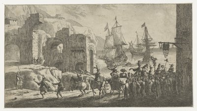 Bir limanda maskeli balo by Reinier Nooms (attributed to)