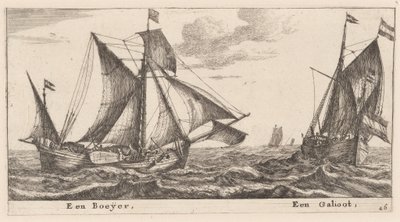 Bir Boeier ve bir Galliot by Reinier Nooms, called Zeeman