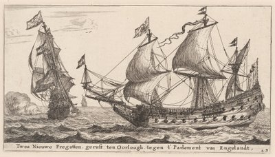 İki Hollanda Fırkateyni by Reinier Nooms, called Zeeman