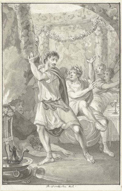 Lucius Aemilius Sejanus redt het leven van Tiberius by Reinier Vinkeles (I)