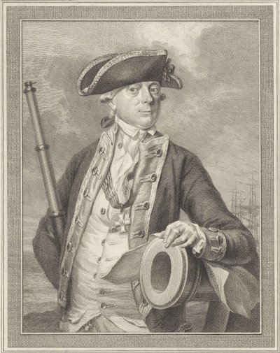 Amiral Jan Hendrik van Kinsbergen 1735-1819, Dogger Bank Kontu, 1781 by Reinier Vinkeles