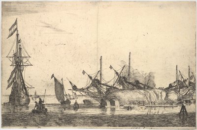 Gemiler Gövde Kalafatına Baktı, 17. yüzyıl. by Reinier Zeeman