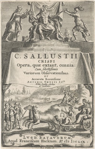 Zafer Arabasında Bir İmparator ve Adalet Başlık sayfası: A. Thysius jr., Opera, quæ extant, omnia, 1659 by Reinier van Persijn