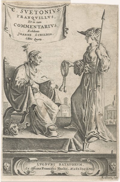 Koltuğunda bir imparator olan kaide Başlık sayfası: J. Schild, [Opera], 1656 by Reinier van Persijn