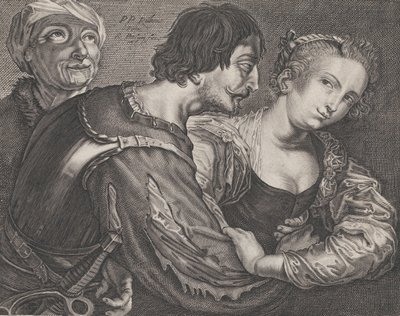 Procurress: yaşlı bir kadın, bir asker ve bir kadın, yaklaşık. 1635-68. by Reinier van Persyn