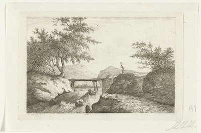 Bir şelalede köprü by Reinierus Albertus Ludovicus baron van Isendoorn à Blois