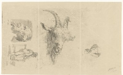 Dört performans içeren çalışma sayfası by Reinierus Albertus Ludovicus baron van Isendoorn à Blois