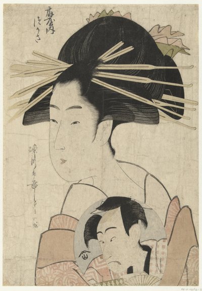 Ogiya evinden fahişe Tsukasa Ogiya uchi Tsukasa (nesne üzerindeki başlık) by Chōkyōsai Eiri