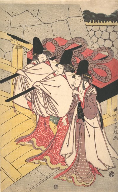 Prens Genji, Karısının Onu Beklediği Sarayına Dönüyor, M.Ö. 1797., yaklaşık 1797. by Chōkyōsai Eiri