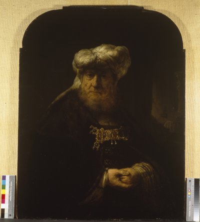 Doğu kostümlü bir adam, yaklaşık 1639 (ahşap panel üzerine yağlı boya) by Rembrandt Harmensz. van Rijn
