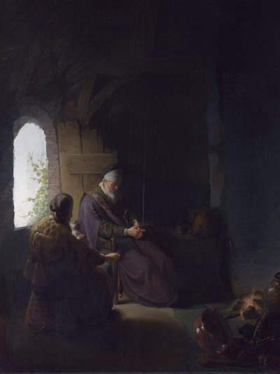 Anna ve Kör Tobit, c.1630 (panelde yağlı boya) by Rembrandt van Rijn