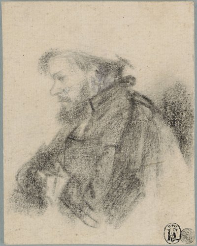 Soldaki profilde sakallı adam, yarım uzunlukta by Rembrandt van Rijn