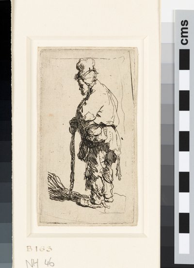 Bir çubuğa yaslanmış dilenci, 1630 dolayları (gravür) by Rembrandt van Rijn
