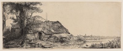 Kulübe ve Büyük Ağaçlı Manzara by Rembrandt Harmensz. van Rijn