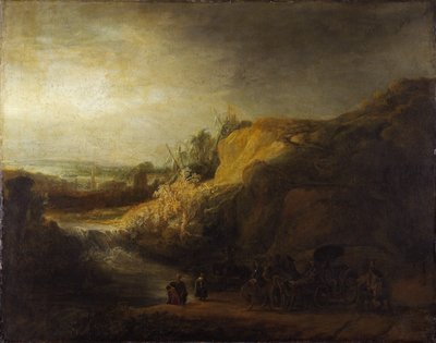 ""Hadım Vaftiziyle Manzara"" Rembrandt van Rhijn (1606-1669) tarafından Tablo 1640 Niedersachsisches Landesmuseum, Hannover by Rembrandt Harmensz. van Rijn