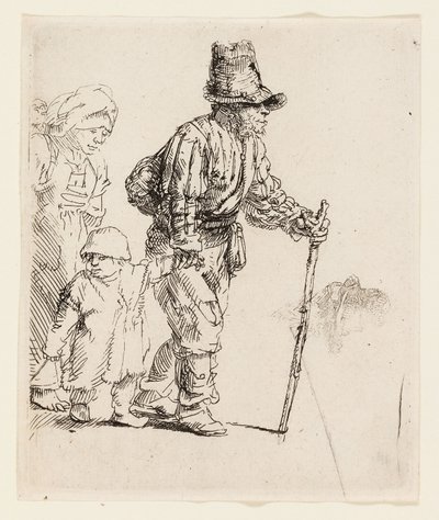Serserideki Köylü Ailesi, c.1652 (krem serilmiş kağıt üzerine gravür) by Rembrandt Harmensz. van Rijn