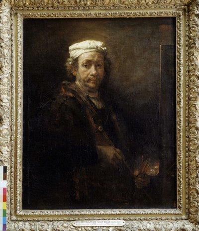 Rembrandt bir şövale (1660) önünde yaşlandı. by Rembrandt van Rijn