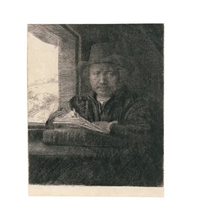Bir pencerede kendi portre çizimi, 1648 by Rembrandt van Rijn
