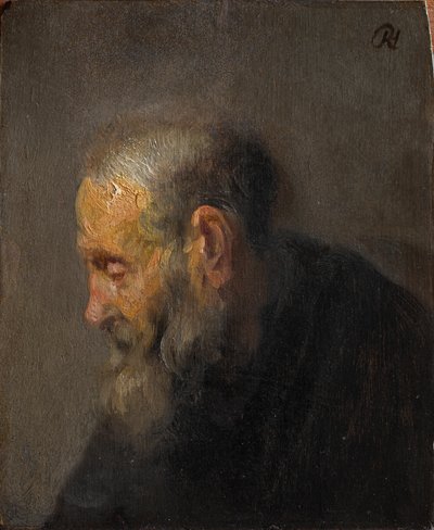 Profildeki Yaşlı Bir Adamın İncelenmesi, c. 1630 (panelde yağ) by Rembrandt van Rijn